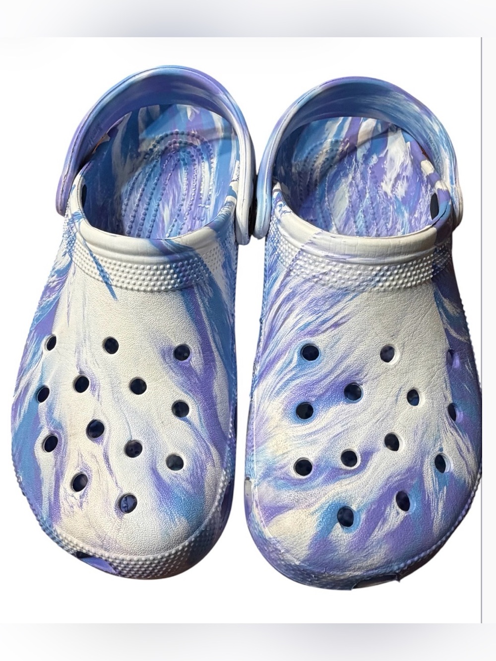 Crocs Classic Marble Clog purple/blue/white womens 10 men’s 8 unisex